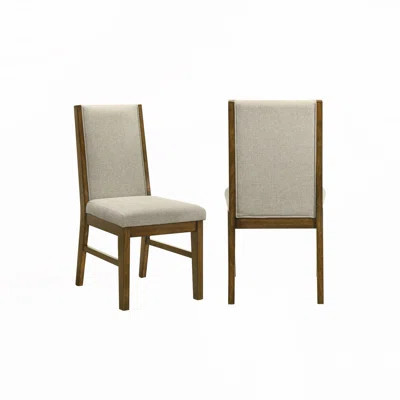 Upholstered Soft Neutral Fabric Wooden Dining Chairs | Wayfair North America