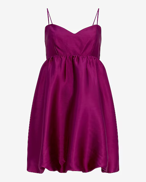 Satin Sweetheart Sleeveless Bubble Mini Dress With Pockets | Express