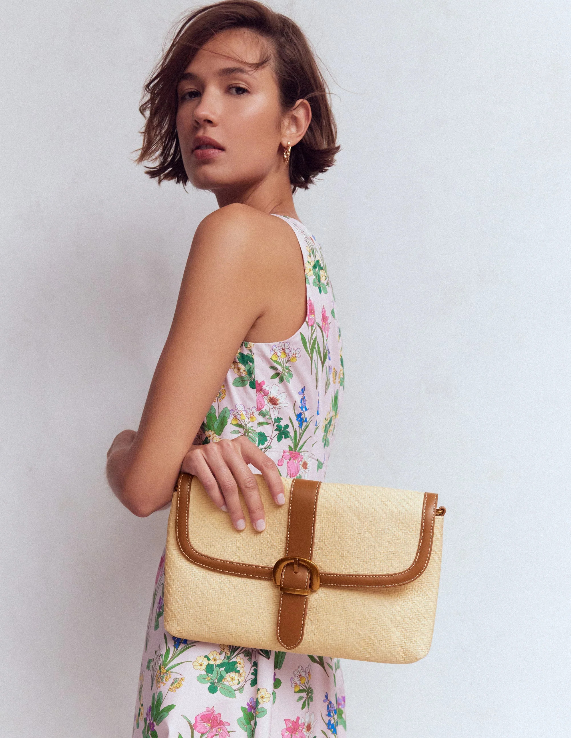 Buckle Crossbody Bag-Natural Raffia | Boden UK