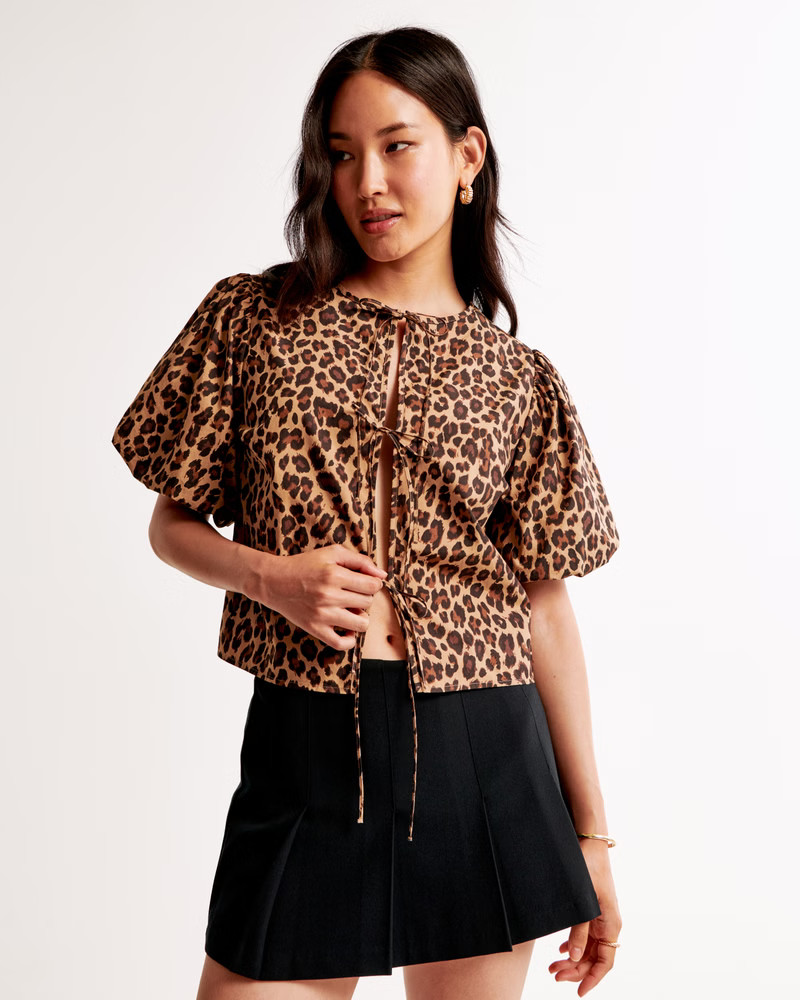 Women's Short-Sleeve Tie-Front Top | Women's New Arrivals | Abercrombie.com | Abercrombie & Fitch (US)