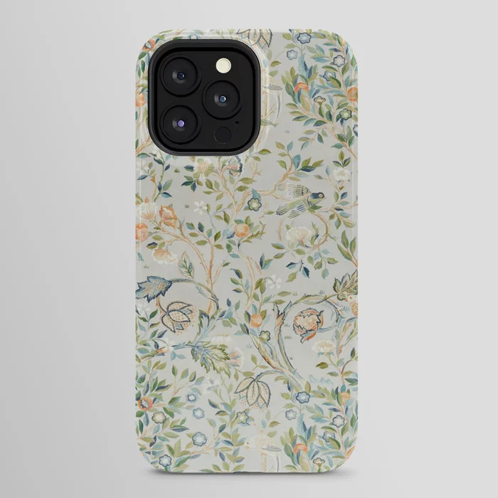 William Morris Vintage Melsetter Grey Silver Blue Pastel Floral  iPhone Case | Society6