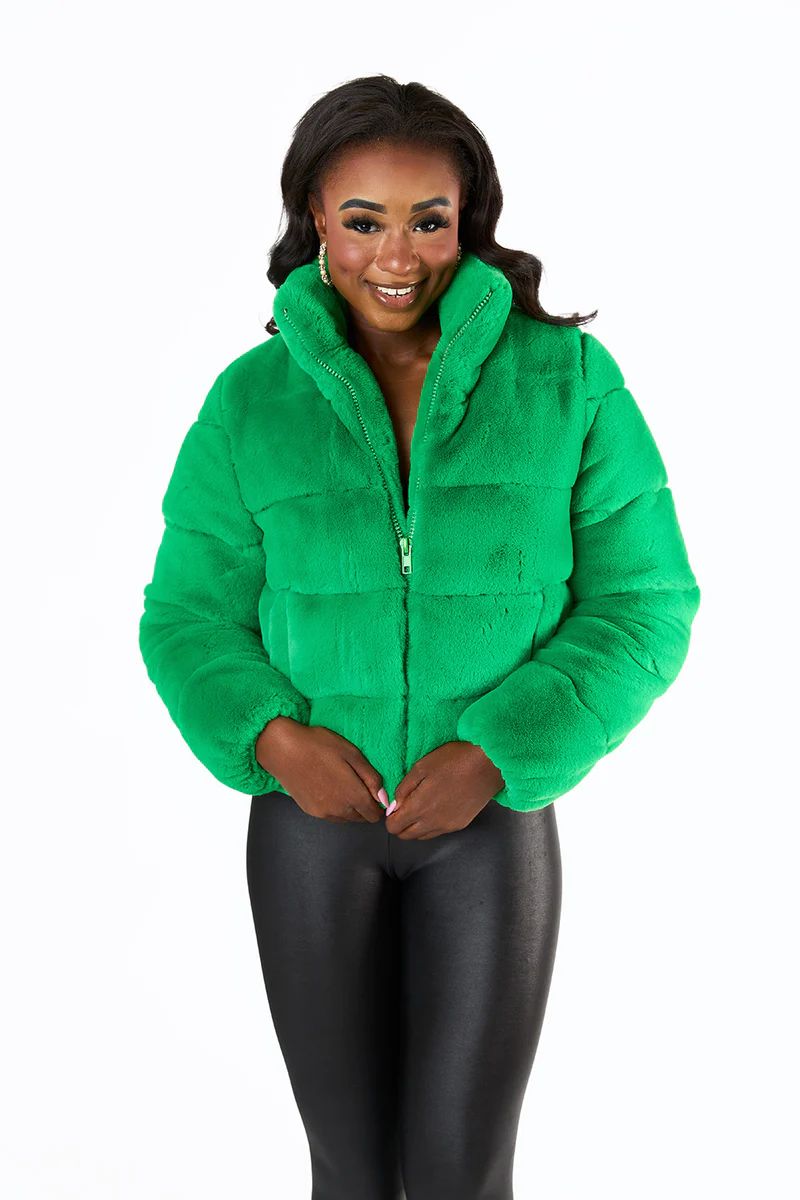 BuddyLove | Noella Faux Fur Jacket | Green | BuddyLove