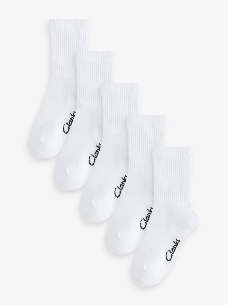 Clarks White Sporty School Socks 5 Pack | Next US