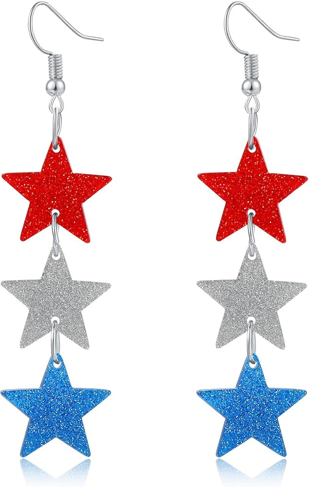Halloween, Christmas, 4th of July Patriotic Earrings, Holiday Earrings Independence Day Stud Dang... | Amazon (US)