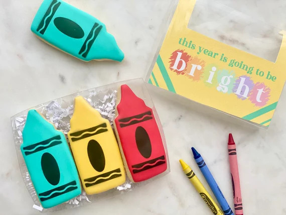 Back to School Cookies, First day of School Gift Set, Gifts for Teachers, Crayon Cookies, Gifts f... | Etsy (US)
