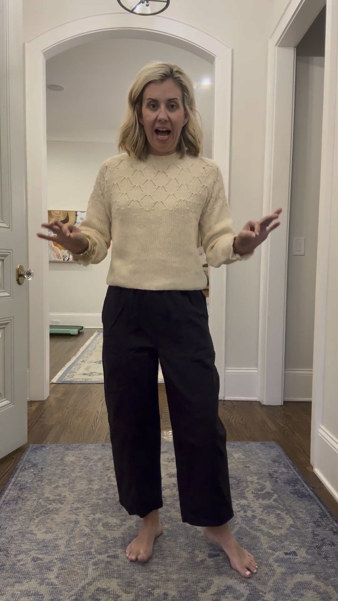 New outfit obsession!!! This sweater is like butter and the pants remind me of some I’m obsessed with from a certain retailer…they’re so good 

Wearing XS sweater, small petite pants and 7 shoe (I sized down a size in mary Jane’s)

#LTKOver40 #LTKdayinmylife #LTKFindsUnder100