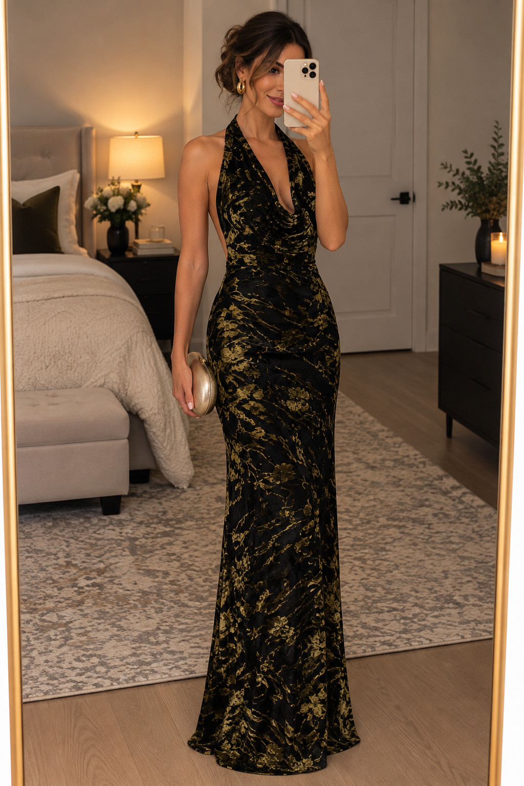 If you want something darker for fall without wearing a basic black dress, this black and gold halter gown is such a gorgeous option. The metallic botanical pattern gives it a luxe evening feel and makes it perfect for upscale fall weddings and black tie celebrations.
#BlackWeddingGuestDress #GoldDress #FallWeddingGuestDresses #BlackTieWeddingGuestDresses #FormalWeddingGuestDresses #HalterGown #EveningWedding 

 #LTKSeasonal #LTKU #LTKWedding