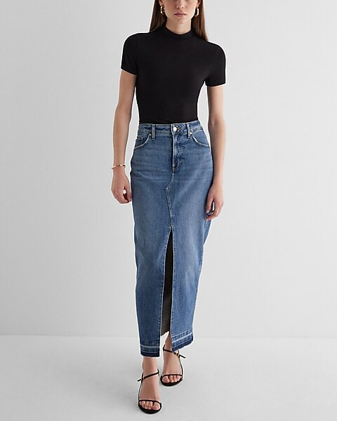 Supersoft Fitted Mock Neck Short Sleeve Bodysuit | Express