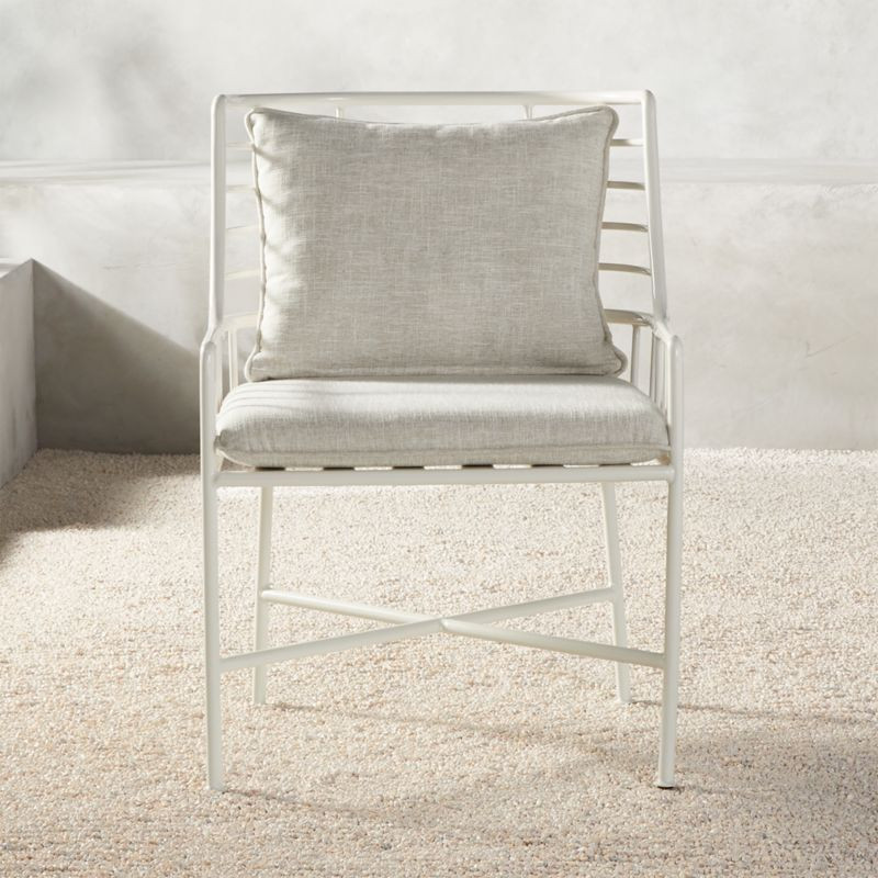 Breton White Metal Outdoor Patio Dining Armchair Chair + Reviews | CB2 | CB2
