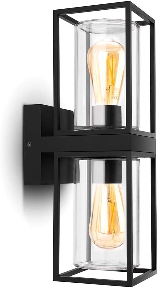 LUTEC Flair 5288804012 UP and Down Outdoor Wall Sconce, Modern Black Porch Light Fixtures, Exteri... | Amazon (US)