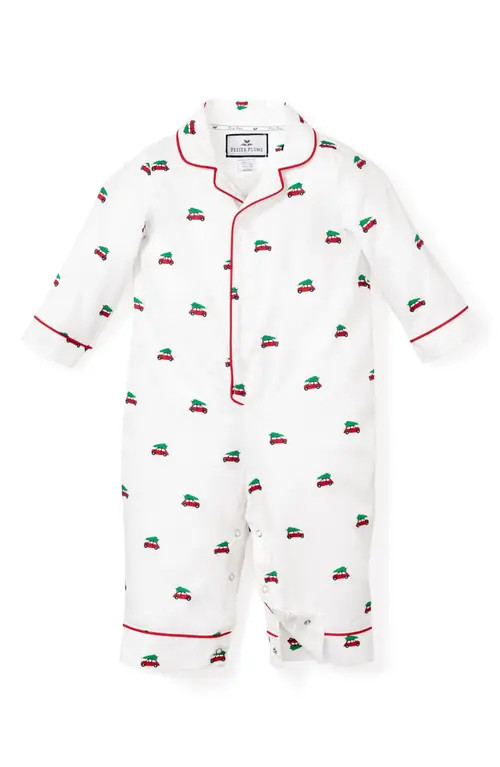 Petite Plume Holiday Journey Cotton Blend Romper in White at Nordstrom, Size 18-24M | Nordstrom