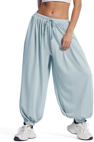 MOOSLOVER Women Pleated Balloon Pants Elastic Waist Baggy Harem Pant Comfy Loose Casual Workout P... | Amazon (US)