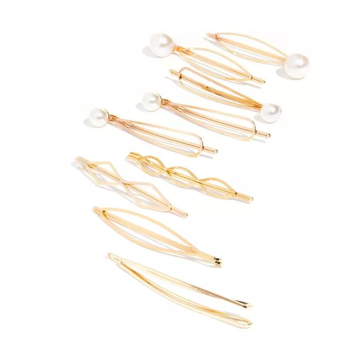 L. Erickson Oblong Pearl/Geo Bobby Hair Clip - 9pk | Target