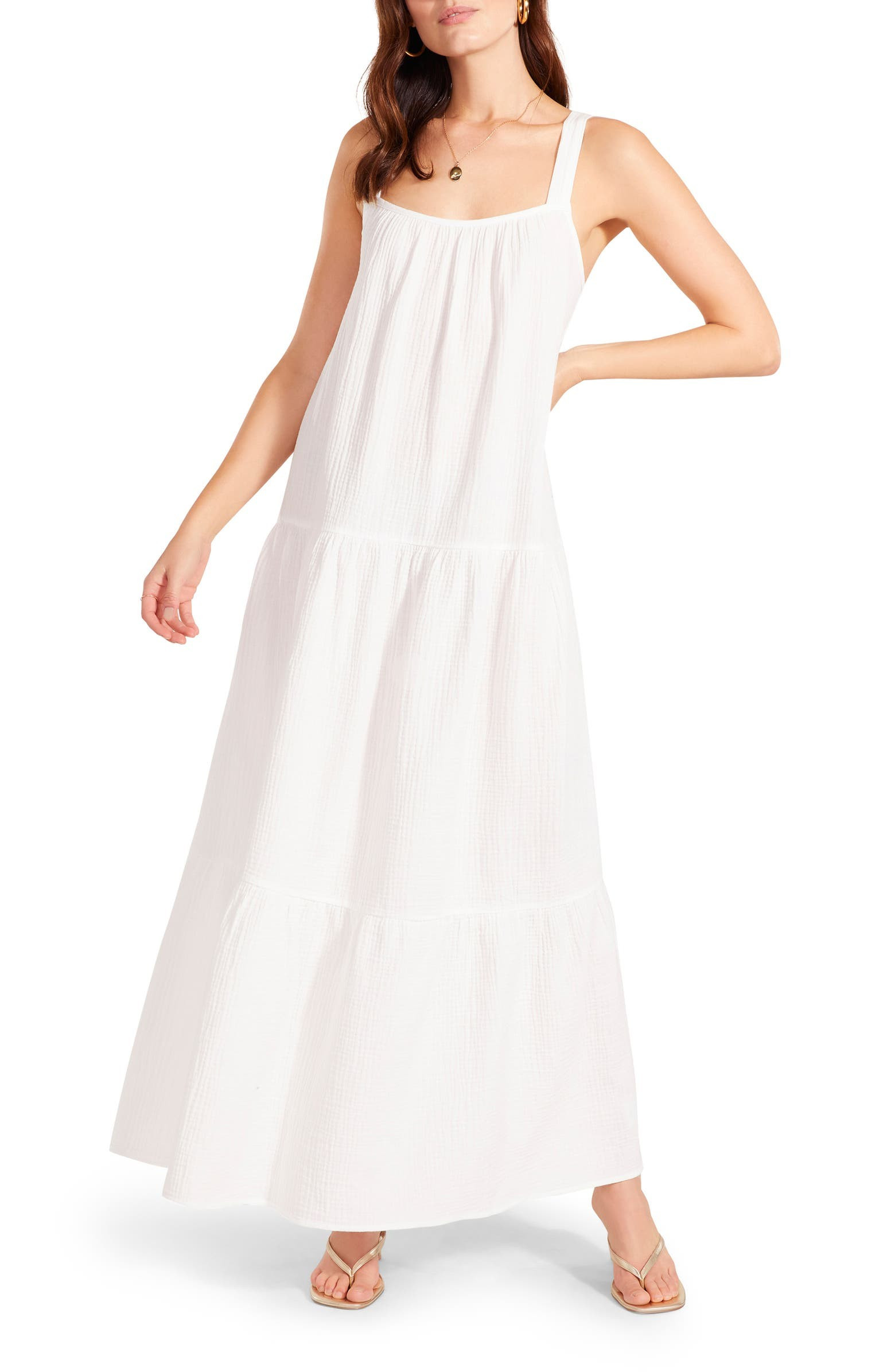 Arianna Sleeveless Tiered Cotton Maxi Dress | Nordstrom