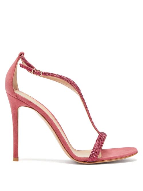Gianvito Rossi - Crystal-embellished 105 Suede Sandals - Womens - Pink | Matches (US)