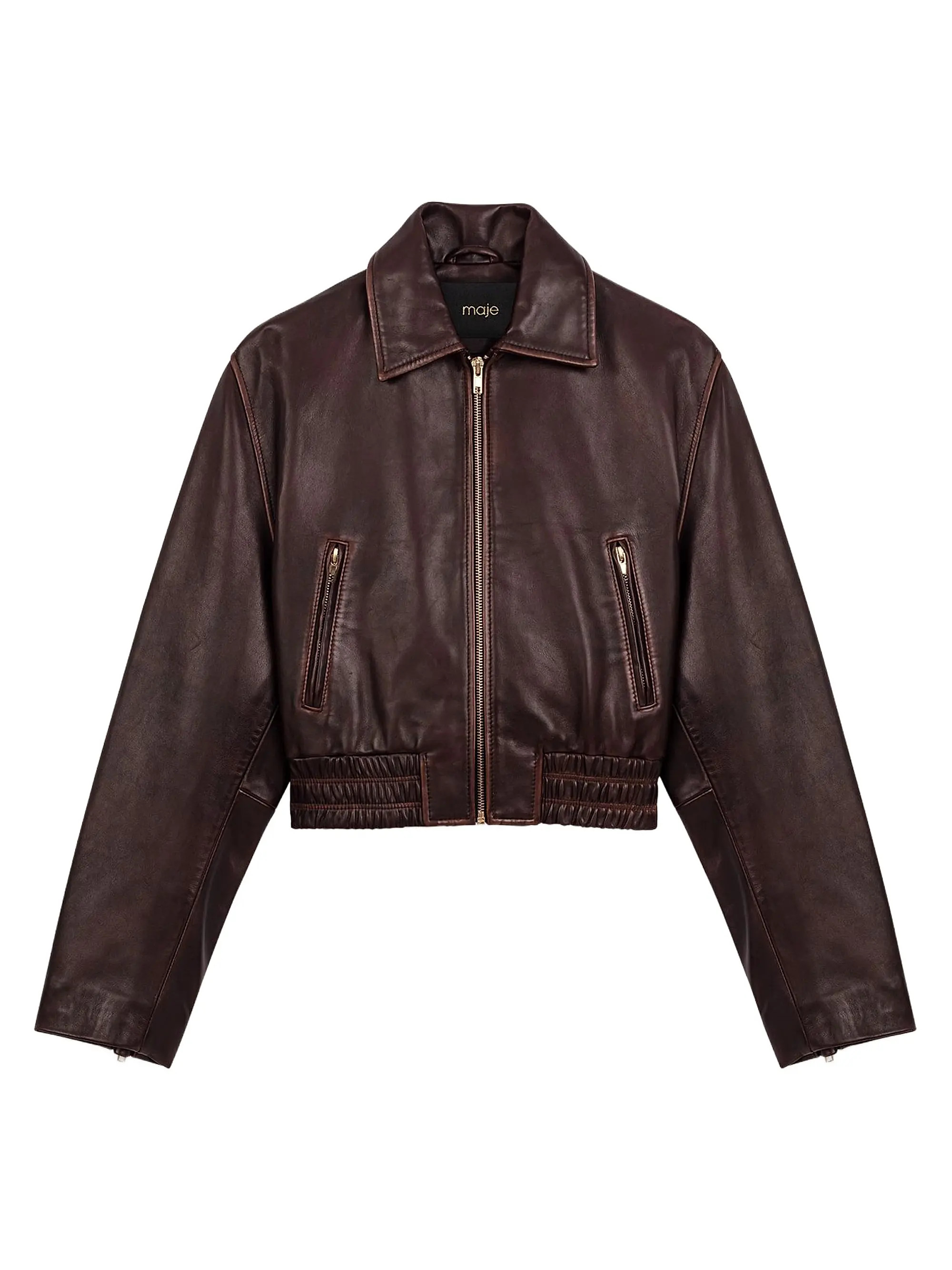 Maje Vintage Leather Cropped Jacket | Saks Fifth Avenue | Saks Fifth Avenue