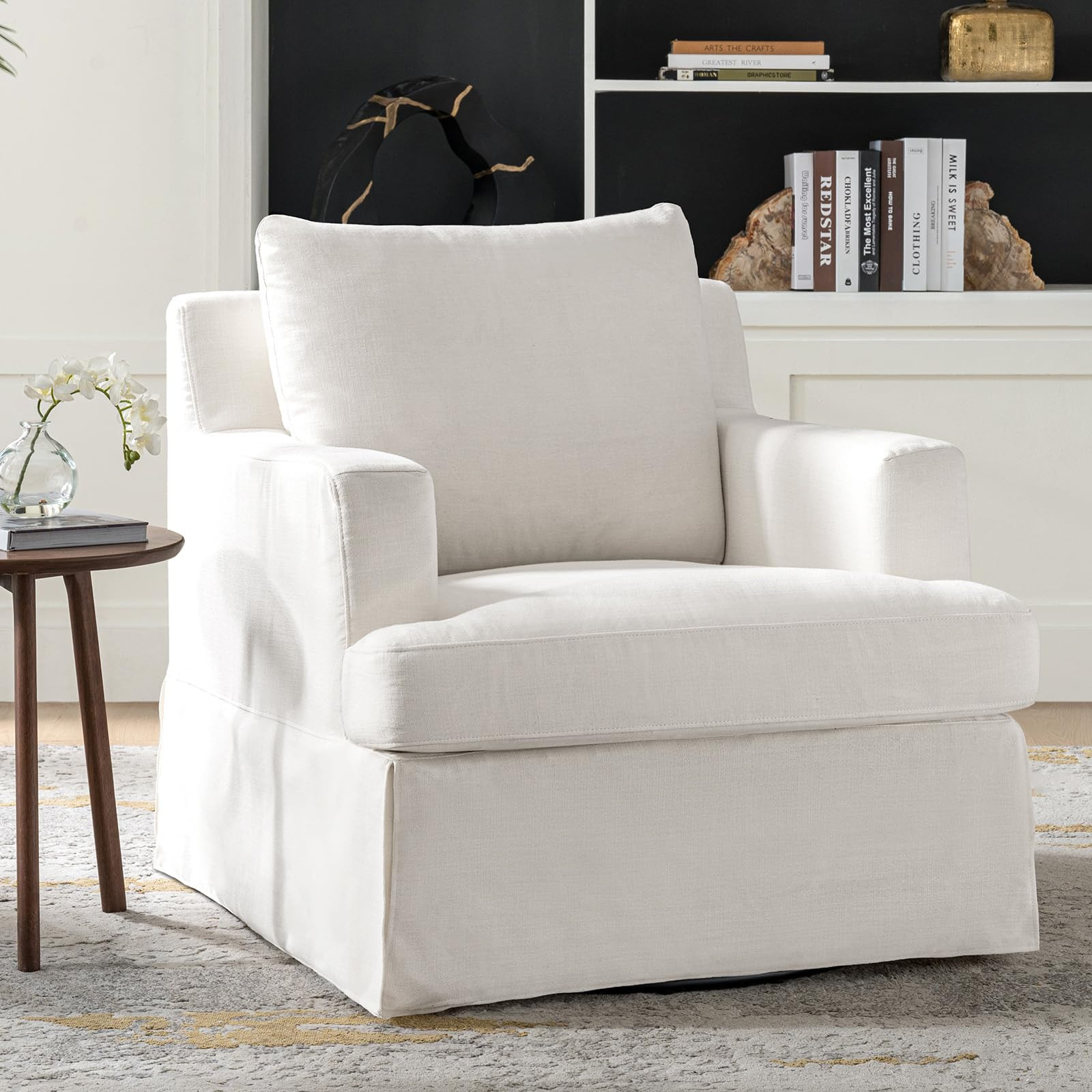 HULALA HOME Swivel Rocker Chair with Solid Wood Frame, Farmhouse Swivel Rocking Accent Chair with... | Amazon (US)