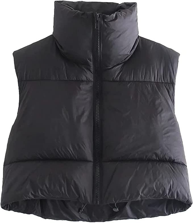Women Cropped Puffer Vest Lightweight Sleeveless Cotton Padded Coat Gilet Streetwear | Amazon (US)