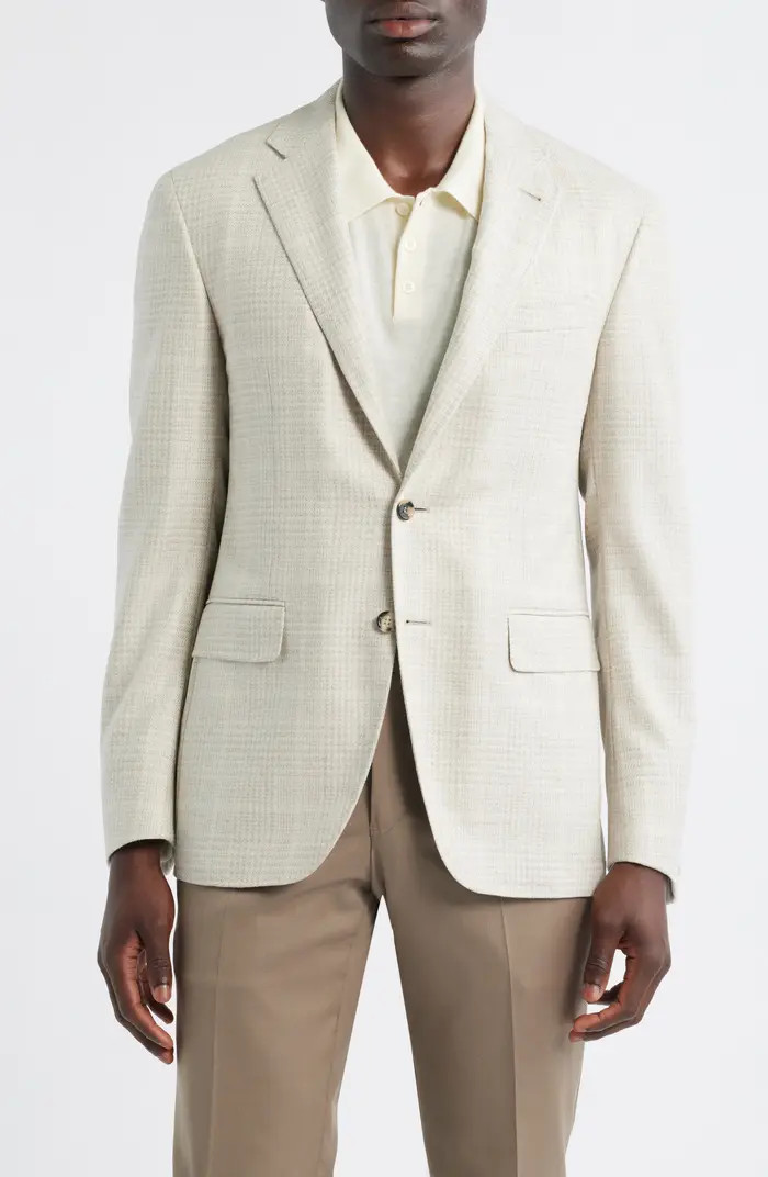 Kei Trim Fit Tan Plaid Wool & Silk Sport Coat | Nordstrom