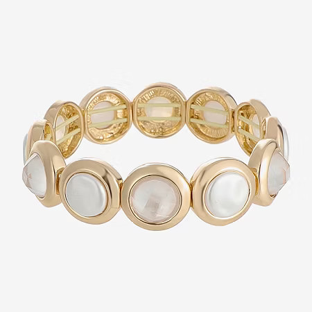 Liz Claiborne Gold Tone Womens Simulated Pearl Stretch Bracelet, One Size, White | JCPenney