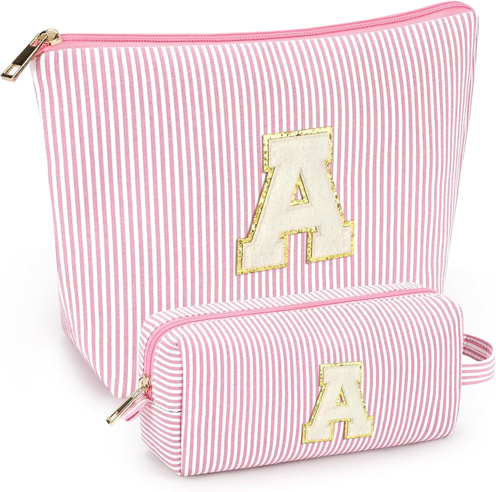 2 PCS Initial Makeup Bags for Women: Cosmetic Bag for Travel Toiletry - Birthday Gifts for 11 12 ... | Amazon (US)