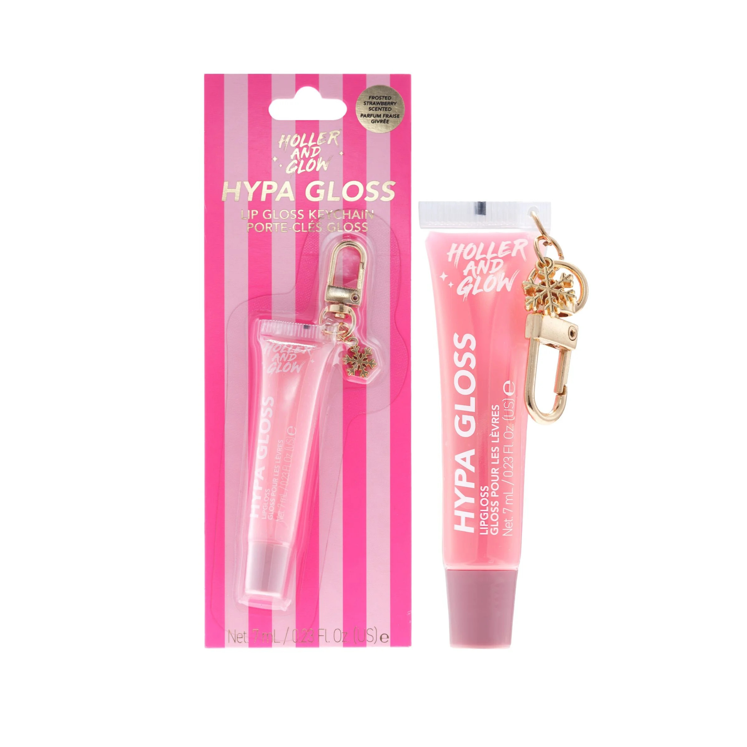 Holler and Glow Limited Edition Hypa Gloss Frosted Strawberry Scented Lip Gloss Key Chain, Snowfl... | Walmart (US)