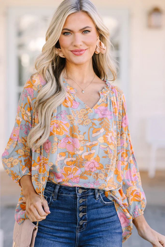 All For You Sage Green Floral Blouse | The Mint Julep Boutique