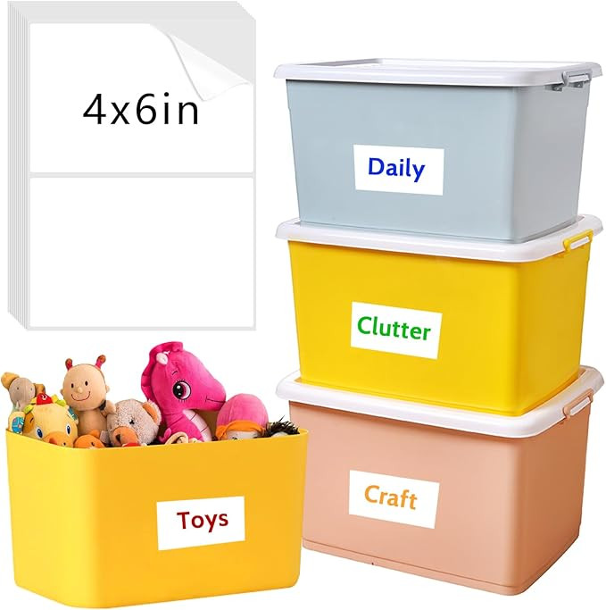 150 Pcs Labels for Storage Bins, 6 X 4 Inch Removable Labels for Storage Bins, Tear Resistant No ... | Amazon (US)