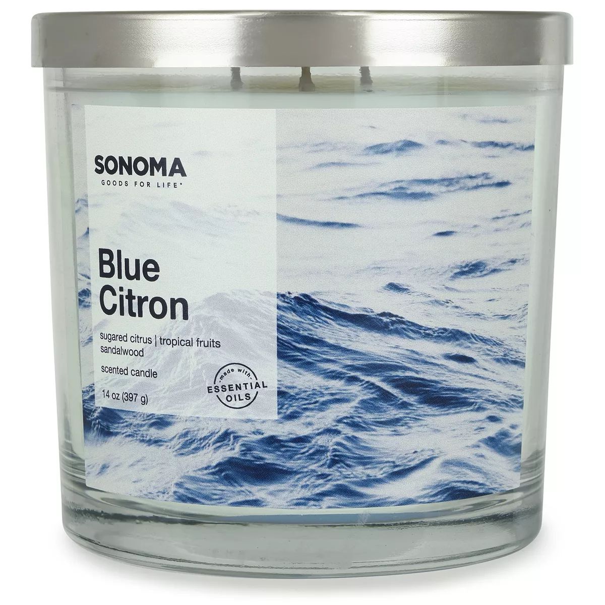 Sonoma Goods For Life® Blue Citron 14oz 3-Wick Candle Jar | Kohl's