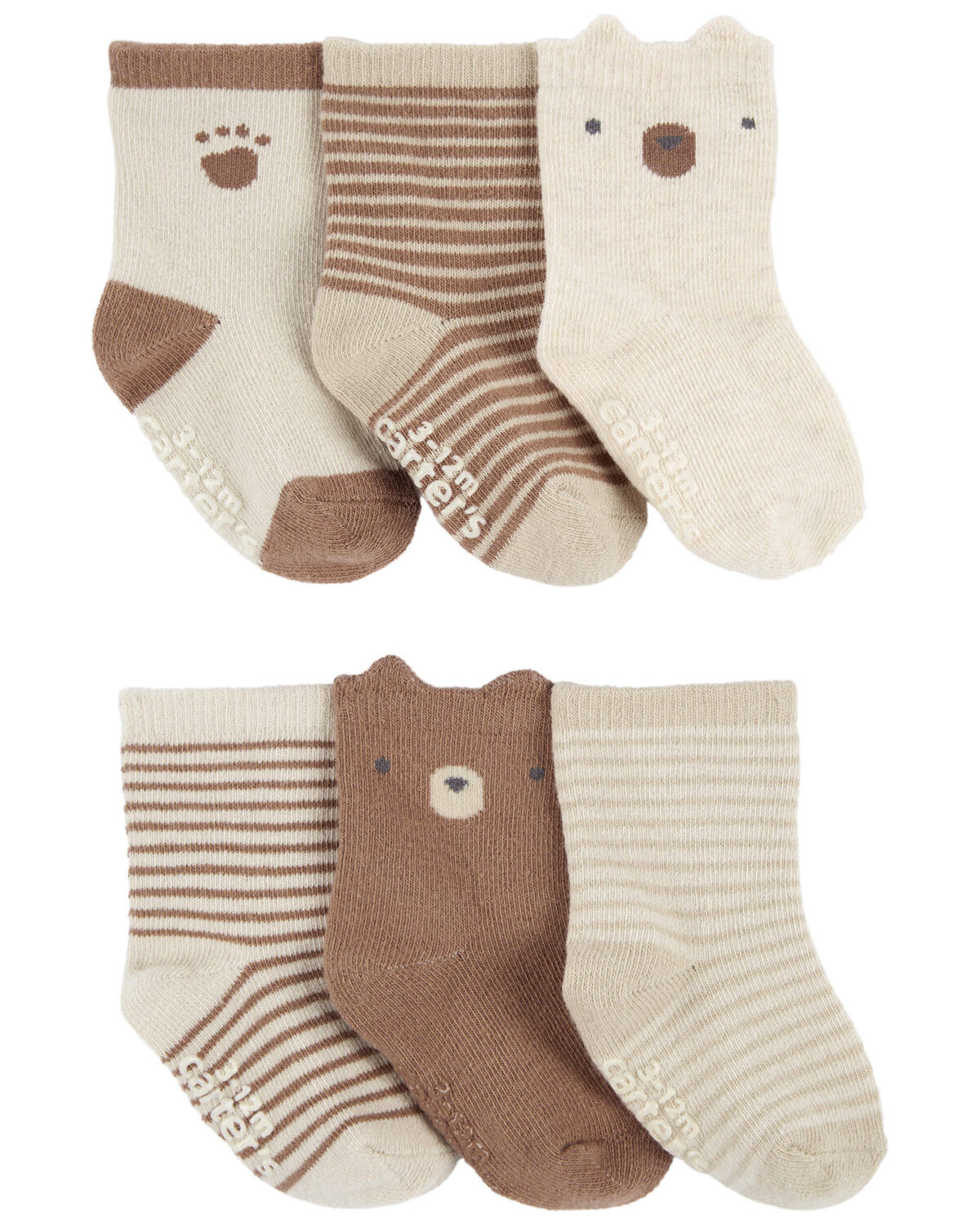 Baby 6-Pack Striped Bear Booties | Carter's Inc