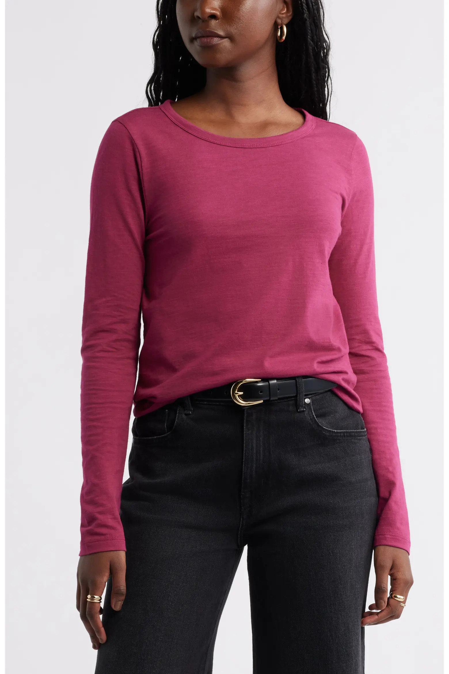 Long Sleeve Slub Crewneck T-Shirt (Women) | Nordstrom | Nordstrom