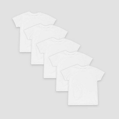 Hanes Toddler Boys' 5pk Crew T-Shirt - White 2T-3T: Cotton Blend, Short Sleeve, Tagless, Machine Washable, Solid Pattern | Target
