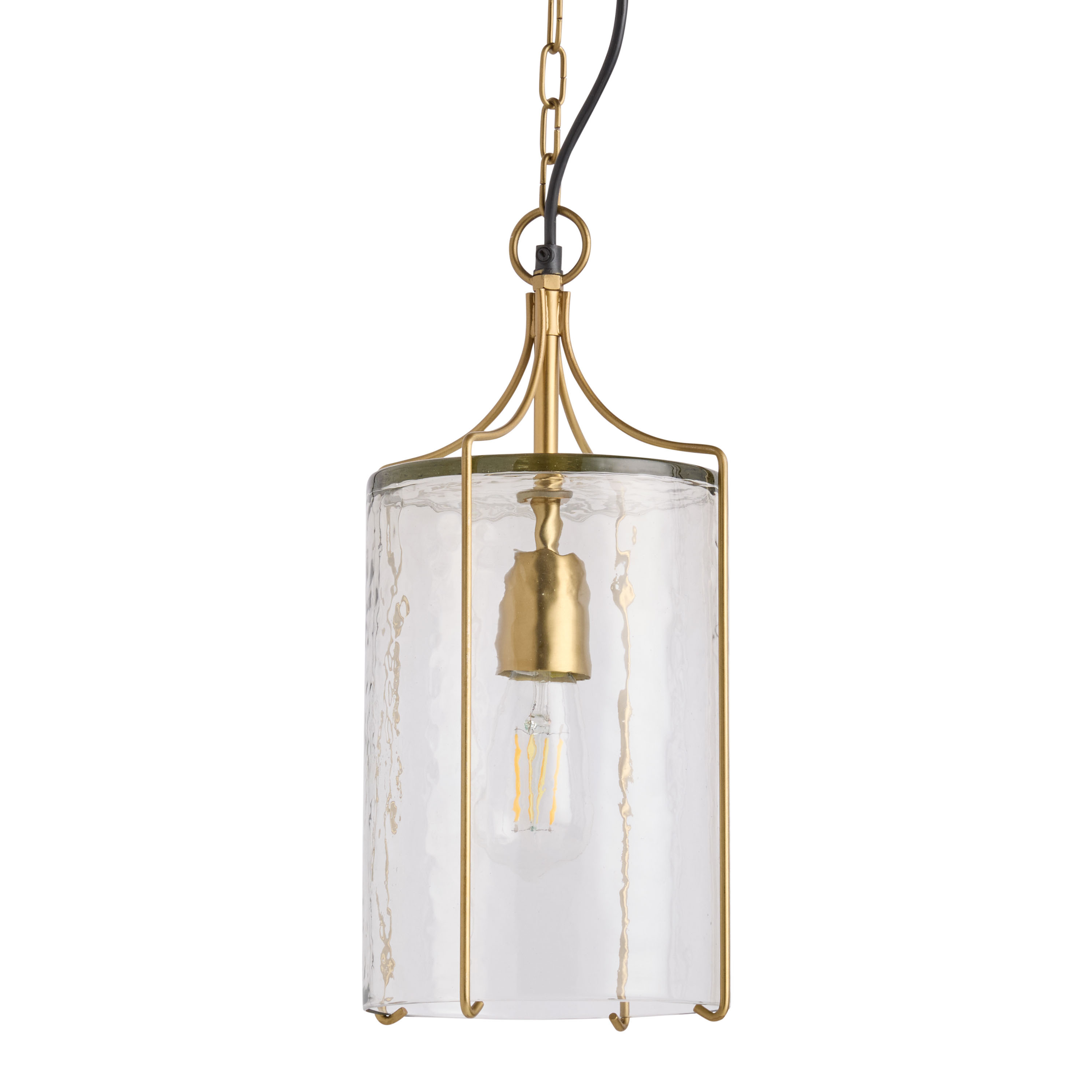 Glass and Antique Brass Metal Cylinder Textured Pendant Lamp | World Market