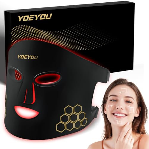 YOEYOU Red Light Therapy for Face, 850nm Near Infrared LED Face Mask, 4 Light Modes, Portable Rechargeable Red Light Therapy Mask Skincare Device for Facial Rejuvenation | Amazon (US)