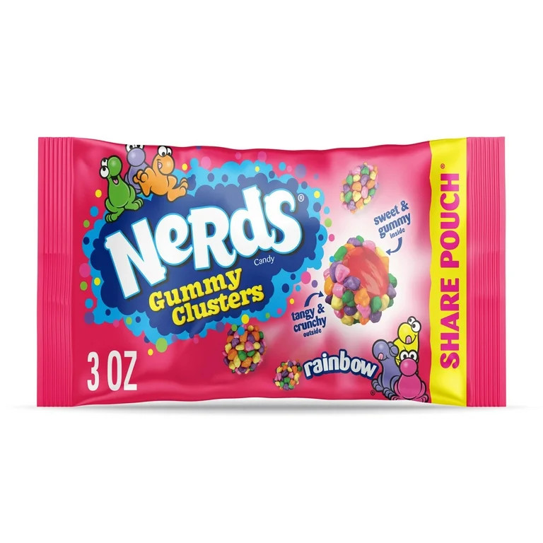 NERDS Gummy Clusters, Candy, Rainbow, Crunchy and Gummy, 3 oz - Walmart.com | Walmart (US)