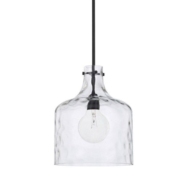 325717MB-HomePlace-One Light Pendant Matte Black Finish with Clear Water Glass - Walmart.com | Walmart (US)