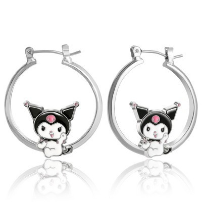 Sanrio Hello Kitty and Friends Womens Fashion Hoop Earrings - Kuromi, Officially Licensed | Target