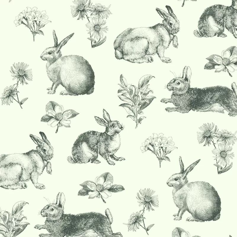 Book Bunny Toile 33' x 20.5" Spray and Stick Wallpaper Roll | Wayfair North America