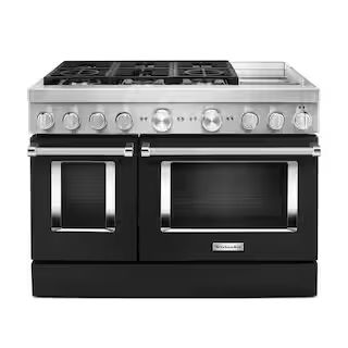 KitchenAid 48 in. 6.3 cu. ft. Smart Double Oven Dual Fuel Range with True Convection in Imperial ... | The Home Depot