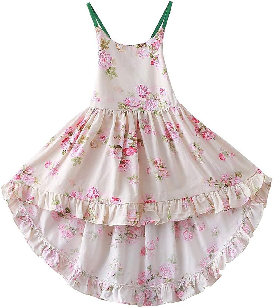 KISSOURBABY Vintage Floral Girls Dress Summer Casual Cotton Baby Dress | Amazon (US)