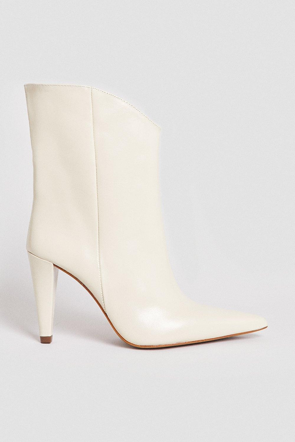 Leather Pull On Heeled Ankle Boot | Karen Millen UK + IE + DE + NL