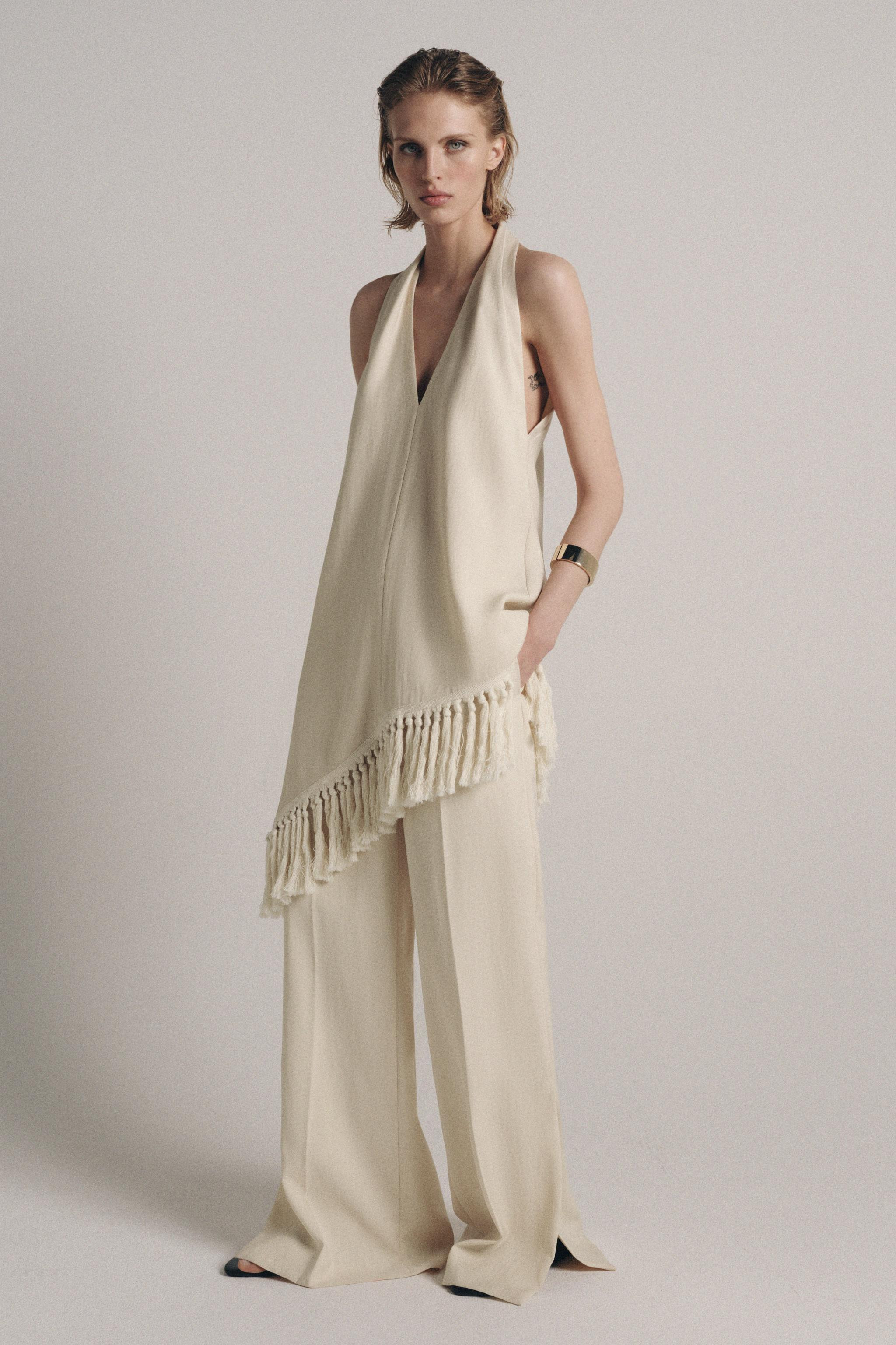 FRINGED HALTER TOP ZW COLLECTION | Zara US