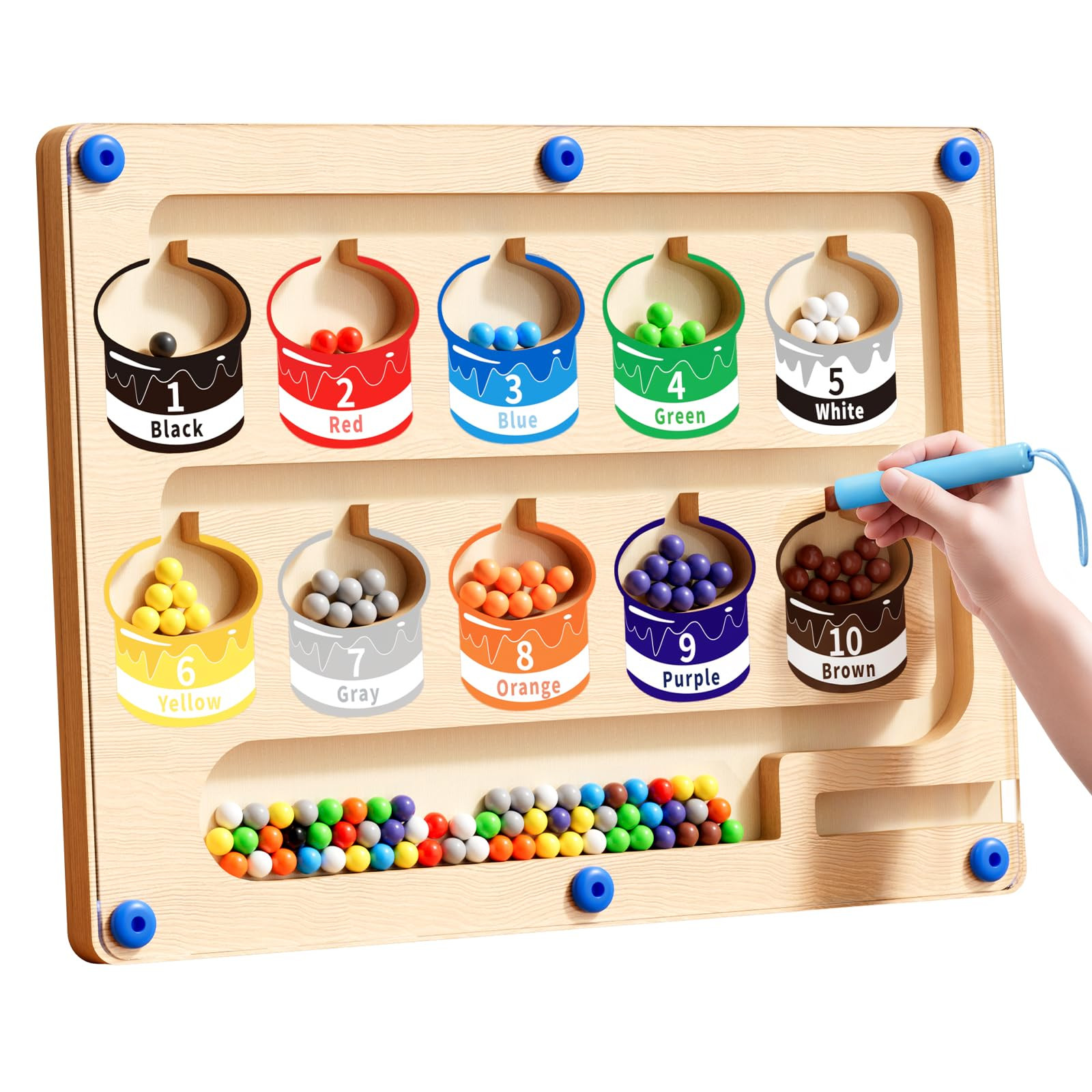 Magnetic Color and Number Maze-Montessori Toys for 3 4 5 Year Old, Educational Wooden Puzzle Boar... | Amazon (US)