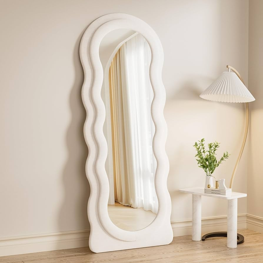 Full Length Mirorr, 63"x24" Mirror Full Length, Irregular Wavy Mirror, Wall Mounted Mirror, Stand... | Amazon (US)