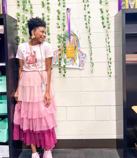 Tulle skirt +
Queen of hearts shirt +
Pink tennis shoes 

#LTKFestival #LTKworkwear #LTKover40