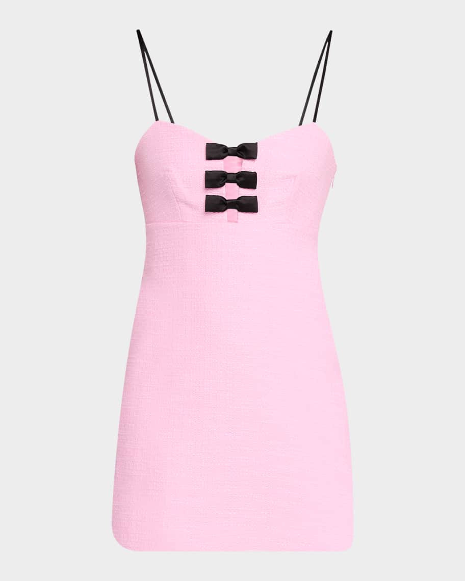 LoveShackFancy Adelaide Tweed Bow Mini Dress | Neiman Marcus