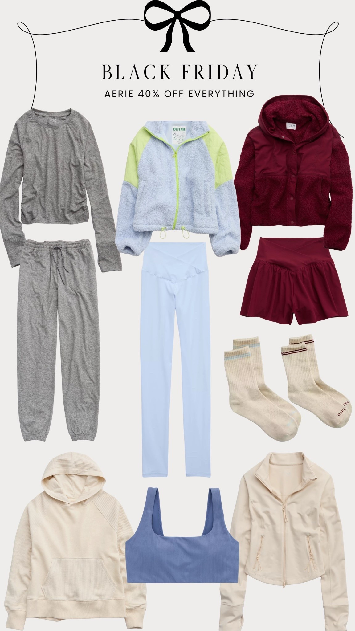 Aerie Black Friday sale favorites! Save 40% off sitewide on so many great workout sets, jackets, loungewear and accessories!

#LTKCyberWeek #LTKootd #LTKFindsUnder100