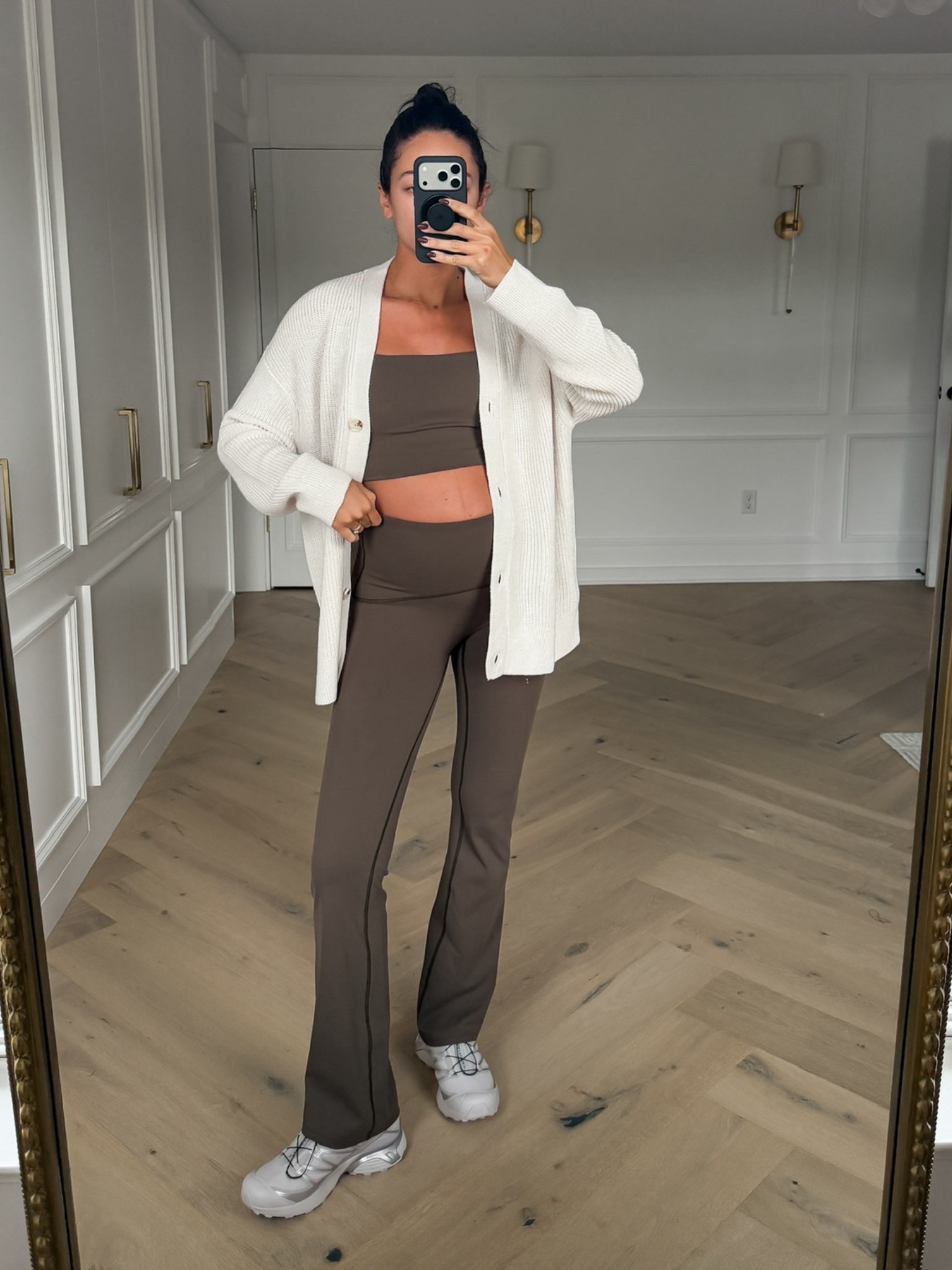 Casual work from home outfit for fall 🍂 I love this matching set paired with an oversized cardigan (this one is OOS but I’ve linked similars) use code NENAXSPANX to save! 

Athleisure
Loungewear
Causal outfit 
Comfy outfit 
Work from home outfit

#LTKStyleTip #LTKActive #LTKFindsUnder100