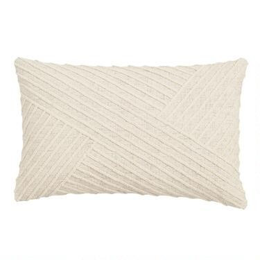 Oversized Ivory Angled Stripe Lumbar Pillow | World Market