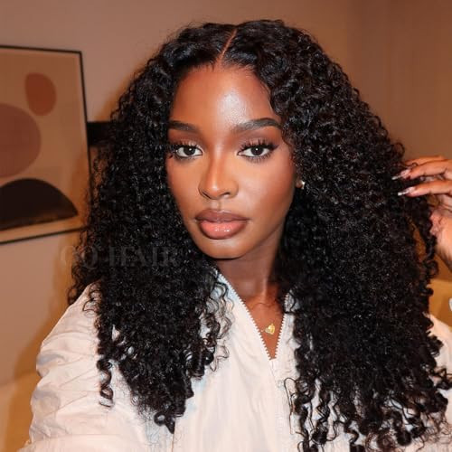 OQ HAIR Burmese Curly Glueless Wigs Human Hair Pre Plucked Pre Cut 180% Density Drawstring Wig Human Hair 9x6 HD Lace Wear and Go Glueless Wig for Women Natural Color 24 Inch | Amazon (US)